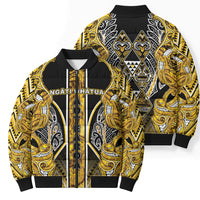 Aotearoa Ngati Whatua Bomber Puffer Jacket Maori Tribal Gold Paua Shell Pattern DT05 - Polynesian Pride