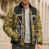 Aotearoa Ngati Whatua Bomber Puffer Jacket Maori Tribal Gold Paua Shell Pattern DT05 - Polynesian Pride