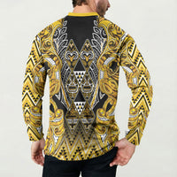 Aotearoa Ngati Whatua Button Sweatshirt Maori Tribal Gold Paua Shell Pattern DT05 - Polynesian Pride