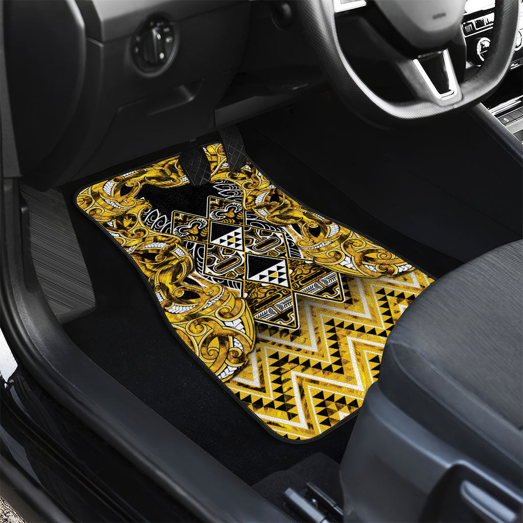 Aotearoa Ngati Whatua Car Mats Maori Tribal Gold Paua Shell Pattern DT05 - Polynesian Pride
