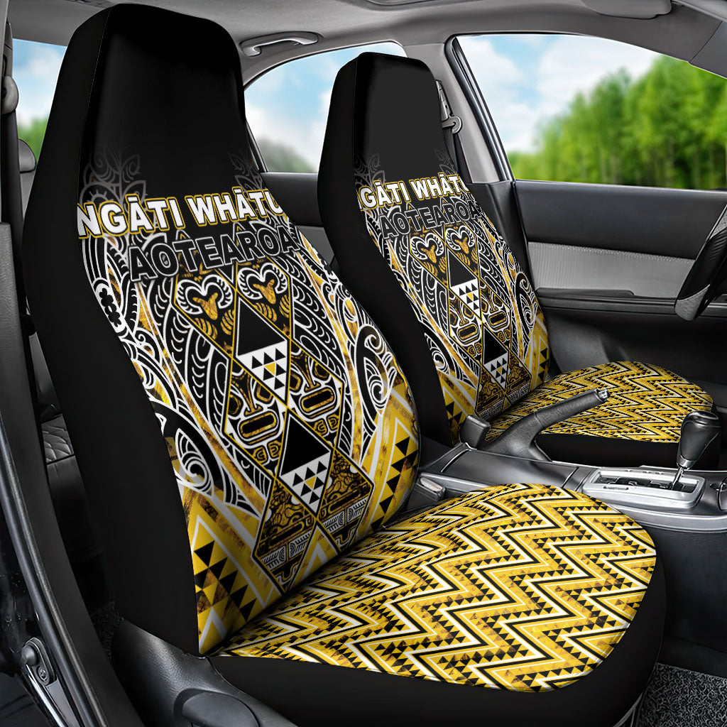 Aotearoa Ngati Whatua Car Seat Cover Maori Tribal Gold Paua Shell Pattern DT05 - Polynesian Pride
