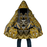 Aotearoa Ngati Whatua Cloak Maori Tribal Gold Paua Shell Pattern DT05 Unisex Yellow - Polynesian Pride