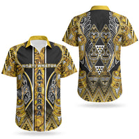 Aotearoa Ngati Whatua Couples Matching Puletasi and Hawaiian Shirt Maori Tribal Gold Paua Shell Pattern DT05 - Polynesian Pride