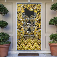 Aotearoa Ngati Whatua Door Cover Maori Tribal Gold Paua Shell Pattern DT05 Yellow - Polynesian Pride