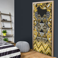 Aotearoa Ngati Whatua Door Cover Maori Tribal Gold Paua Shell Pattern DT05 - Polynesian Pride