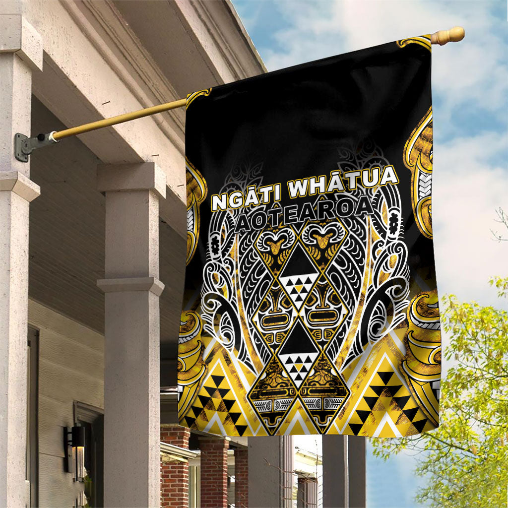Aotearoa Ngati Whatua Garden Flag Maori Tribal Gold Paua Shell Pattern DT05 House Flag Yellow - Polynesian Pride