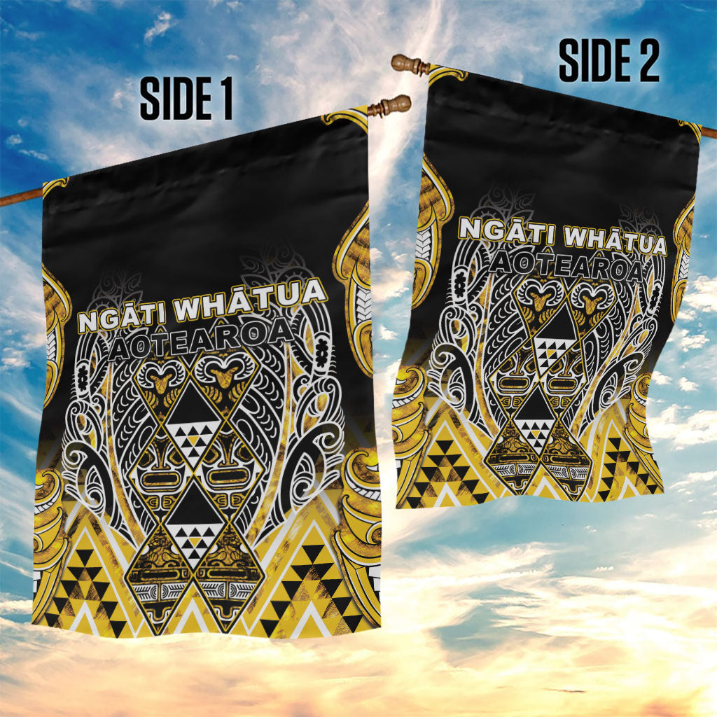 Aotearoa Ngati Whatua Garden Flag Maori Tribal Gold Paua Shell Pattern DT05 - Polynesian Pride
