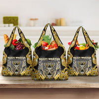 Aotearoa Ngati Whatua Grocery Bag Maori Tribal Gold Paua Shell Pattern DT05 3-pack One Size Yellow - Polynesian Pride