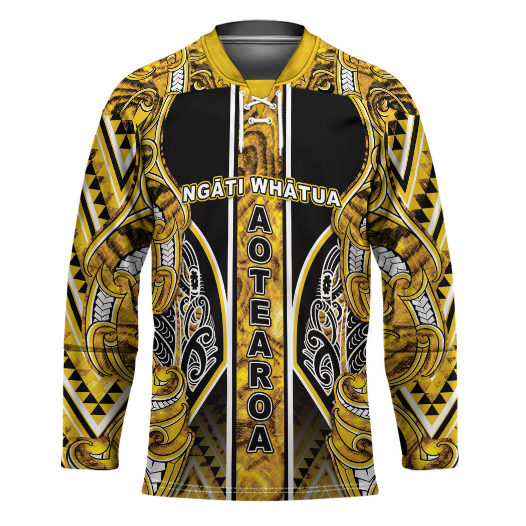 Aotearoa Ngati Whatua Hockey Jersey Maori Tribal Gold Paua Shell Pattern DT05 Unisex Yellow - Polynesian Pride