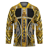 Aotearoa Ngati Whatua Hockey Jersey Maori Tribal Gold Paua Shell Pattern DT05 Unisex Yellow - Polynesian Pride