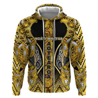 Aotearoa Ngati Whatua Hoodie Maori Tribal Gold Paua Shell Pattern DT05 Pullover Hoodie Yellow - Polynesian Pride