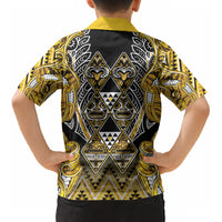 Aotearoa Ngati Whatua Kid Hawaiian Shirt Maori Tribal Gold Paua Shell Pattern DT05 - Polynesian Pride