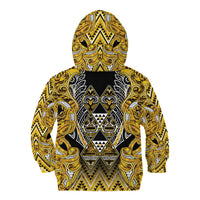 Aotearoa Ngati Whatua Kid Hoodie Maori Tribal Gold Paua Shell Pattern DT05 - Polynesian Pride