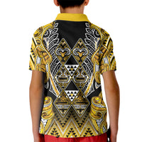 Aotearoa Ngati Whatua Kid Polo Shirt Maori Tribal Gold Paua Shell Pattern DT05 - Polynesian Pride