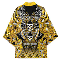Aotearoa Ngati Whatua Kimono Maori Tribal Gold Paua Shell Pattern DT05 - Polynesian Pride