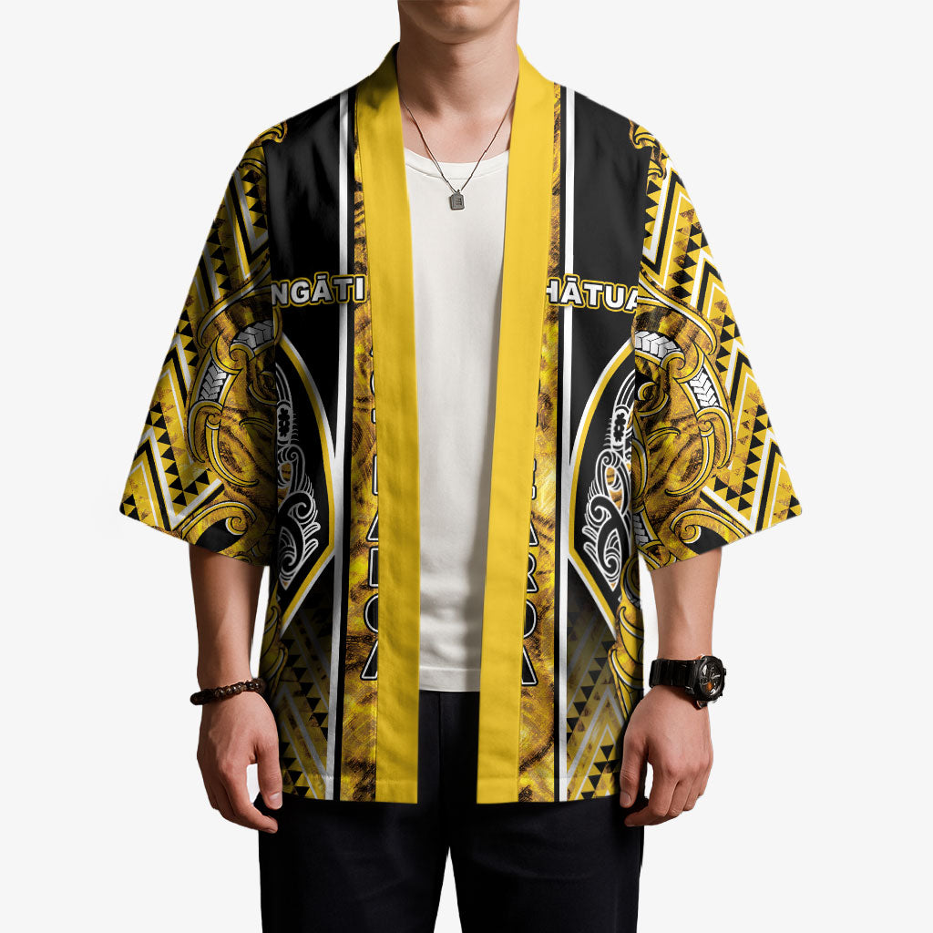 Aotearoa Ngati Whatua Kimono Maori Tribal Gold Paua Shell Pattern DT05 - Polynesian Pride