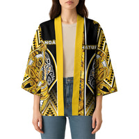 Aotearoa Ngati Whatua Kimono Maori Tribal Gold Paua Shell Pattern DT05 - Polynesian Pride
