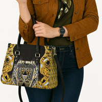 Aotearoa Ngati Whatua Leather Bag Maori Tribal Gold Paua Shell Pattern DT05 - Polynesian Pride