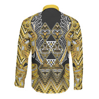 Aotearoa Ngati Whatua Long Sleeve Button Shirt Maori Tribal Gold Paua Shell Pattern DT05 - Polynesian Pride