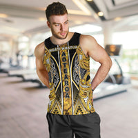 Aotearoa Ngati Whatua Men Tank Top Maori Tribal Gold Paua Shell Pattern DT05 Yellow - Polynesian Pride