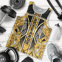 Aotearoa Ngati Whatua Men Tank Top Maori Tribal Gold Paua Shell Pattern DT05 - Polynesian Pride