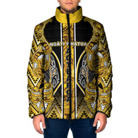 Aotearoa Ngati Whatua Padded Jacket Maori Tribal Gold Paua Shell Pattern DT05 Men Yellow - Polynesian Pride