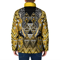 Aotearoa Ngati Whatua Padded Jacket Maori Tribal Gold Paua Shell Pattern DT05 - Polynesian Pride