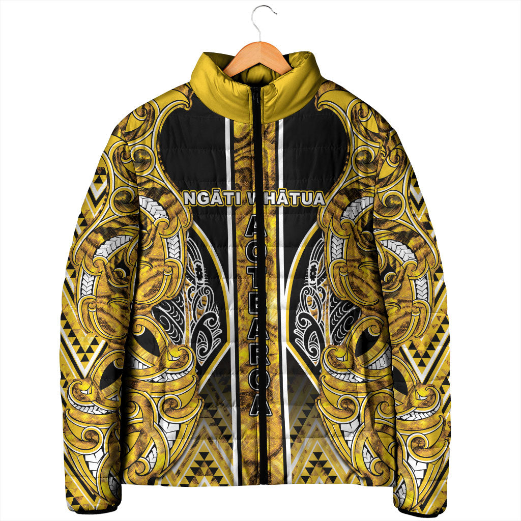 Aotearoa Ngati Whatua Padded Jacket Maori Tribal Gold Paua Shell Pattern DT05 - Polynesian Pride