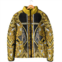 Aotearoa Ngati Whatua Padded Jacket Maori Tribal Gold Paua Shell Pattern DT05 - Polynesian Pride