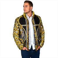 Aotearoa Ngati Whatua Padded Jacket Maori Tribal Gold Paua Shell Pattern DT05 - Polynesian Pride