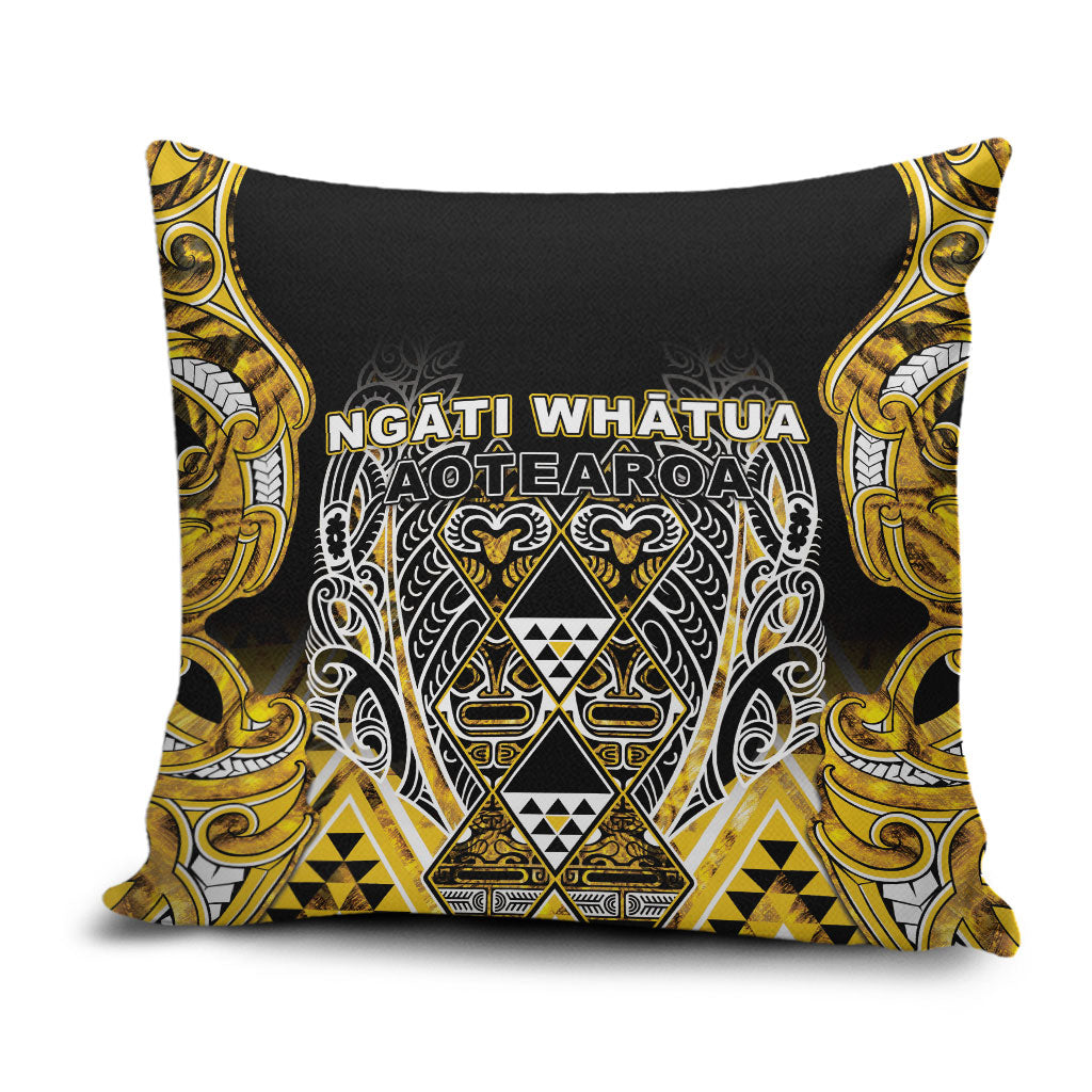 Aotearoa Ngati Whatua Pillow Cover Maori Tribal Gold Paua Shell Pattern DT05 Yellow - Polynesian Pride