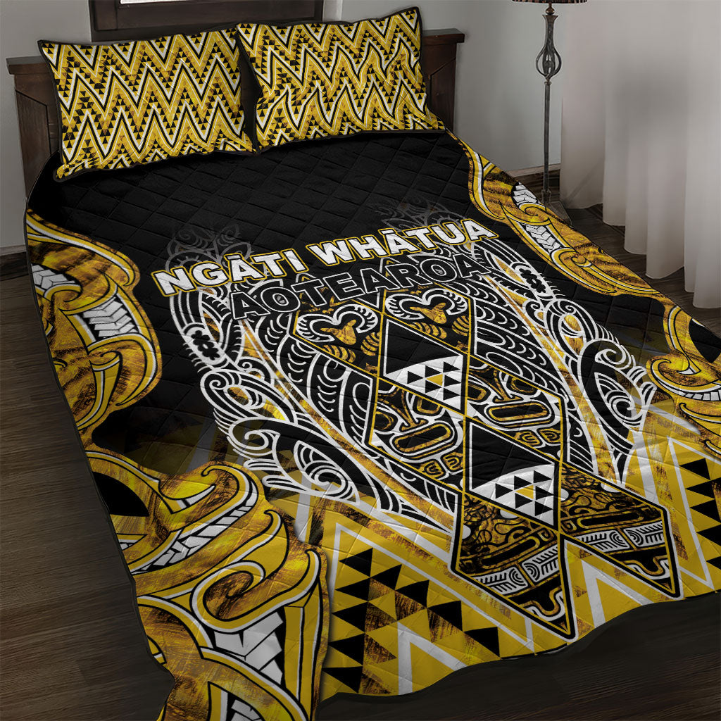 Aotearoa Ngati Whatua Quilt Bed Set Maori Tribal Gold Paua Shell Pattern DT05 Yellow - Polynesian Pride