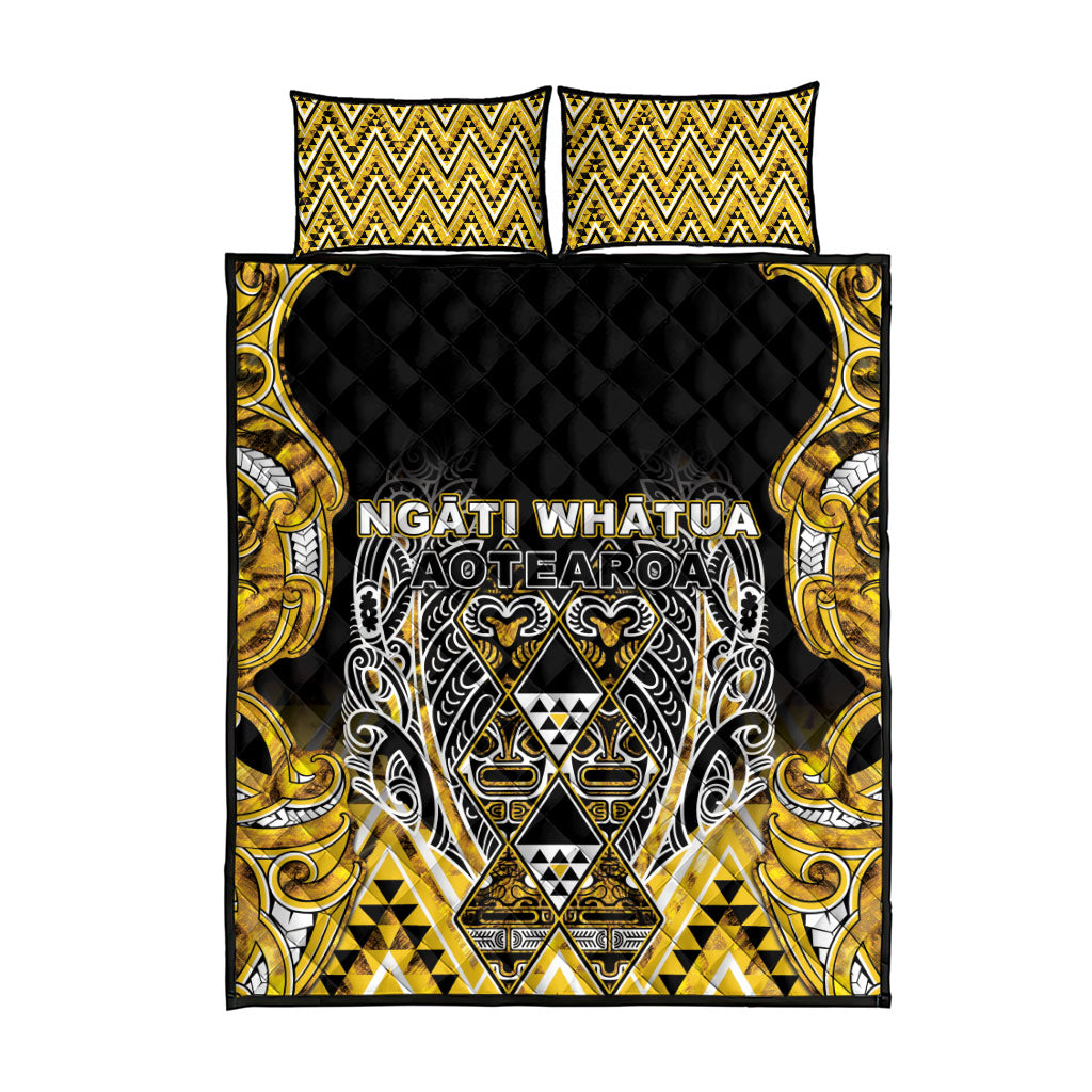 Aotearoa Ngati Whatua Quilt Bed Set Maori Tribal Gold Paua Shell Pattern DT05 - Polynesian Pride