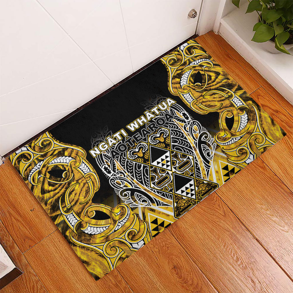 Aotearoa Ngati Whatua Rubber Doormat Maori Tribal Gold Paua Shell Pattern DT05 - Polynesian Pride