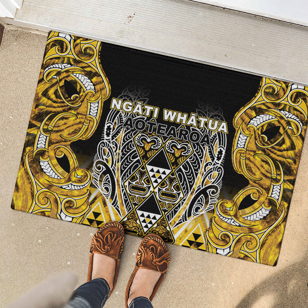 Aotearoa Ngati Whatua Rubber Doormat Maori Tribal Gold Paua Shell Pattern DT05 - Polynesian Pride