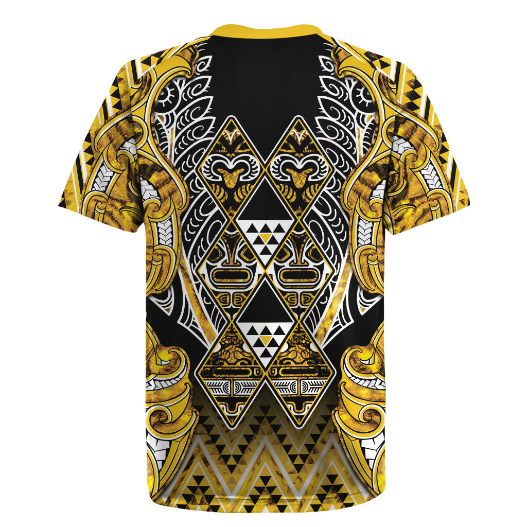 Aotearoa Ngati Whatua Rugby Jersey Maori Tribal Gold Paua Shell Pattern DT05 - Polynesian Pride