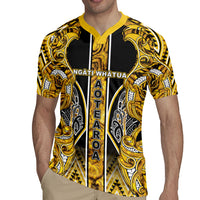 Aotearoa Ngati Whatua Rugby Jersey Maori Tribal Gold Paua Shell Pattern DT05 - Polynesian Pride