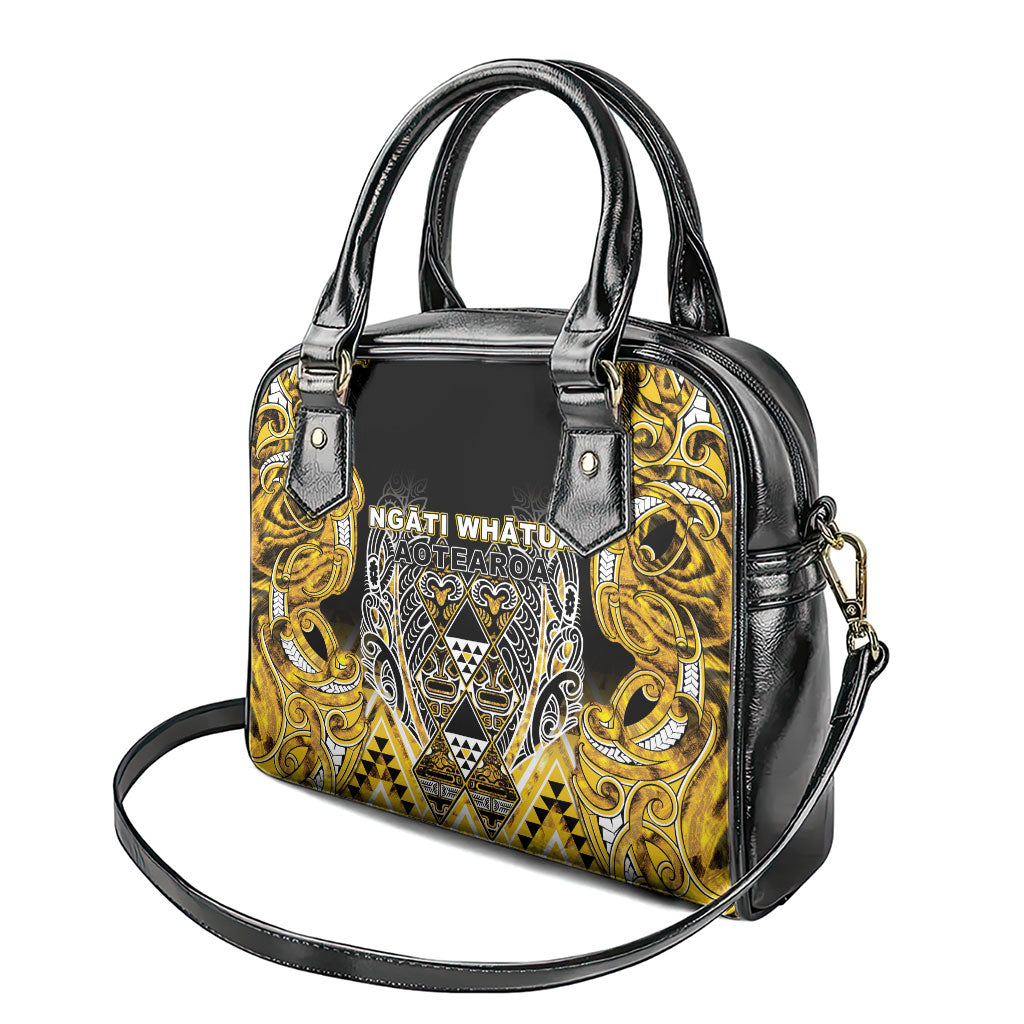 Aotearoa Ngati Whatua Shoulder Handbag Maori Tribal Gold Paua Shell Pattern DT05 - Polynesian Pride