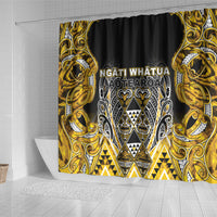 Aotearoa Ngati Whatua Shower Curtain Maori Tribal Gold Paua Shell Pattern DT05 - Polynesian Pride