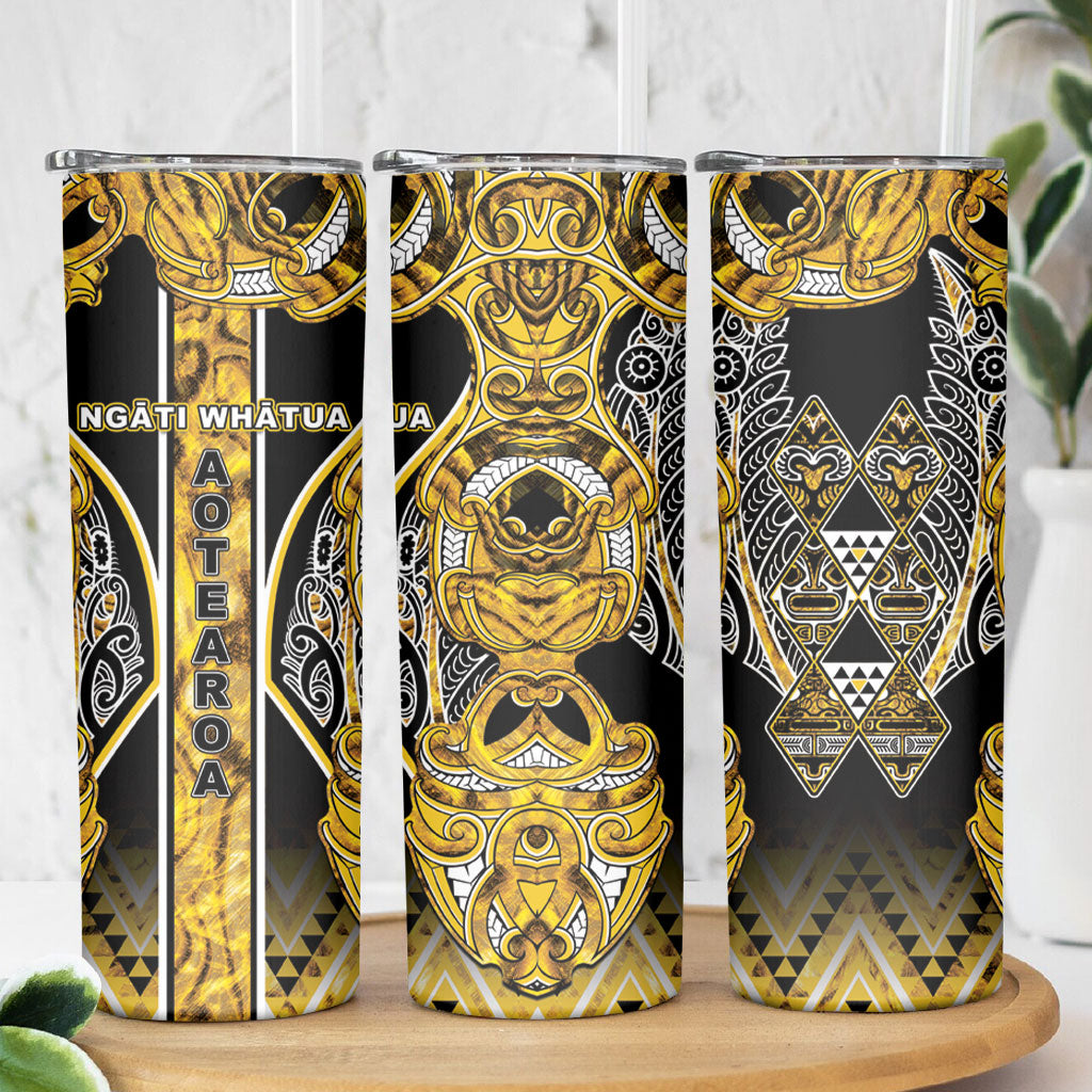 Aotearoa Ngati Whatua Skinny Tumbler Maori Tribal Gold Paua Shell Pattern DT05 - Polynesian Pride