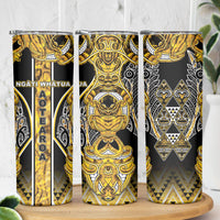 Aotearoa Ngati Whatua Skinny Tumbler Maori Tribal Gold Paua Shell Pattern DT05 - Polynesian Pride