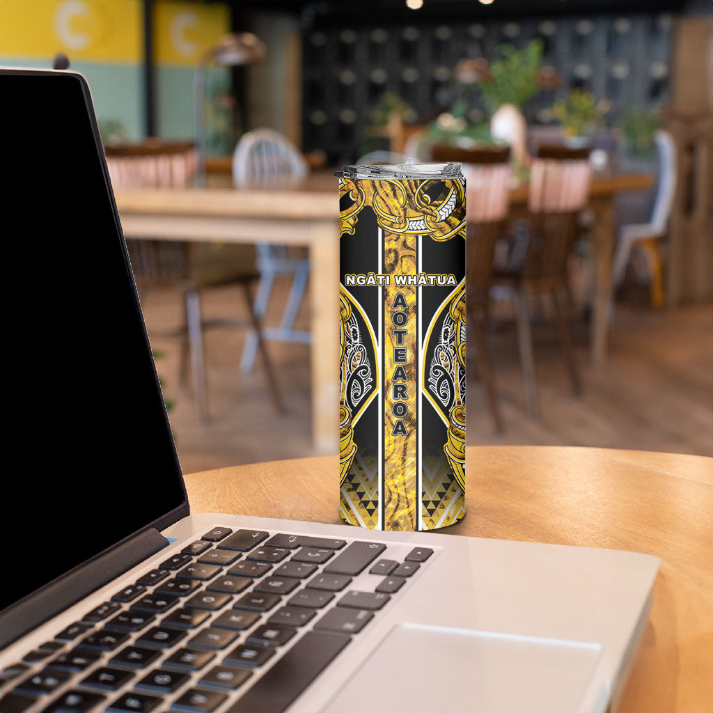 Aotearoa Ngati Whatua Skinny Tumbler Maori Tribal Gold Paua Shell Pattern DT05 - Polynesian Pride