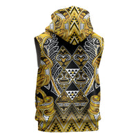 Aotearoa Ngati Whatua Sleeveless Hoodie Maori Tribal Gold Paua Shell Pattern DT05 - Polynesian Pride