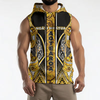 Aotearoa Ngati Whatua Sleeveless Hoodie Maori Tribal Gold Paua Shell Pattern DT05 - Polynesian Pride