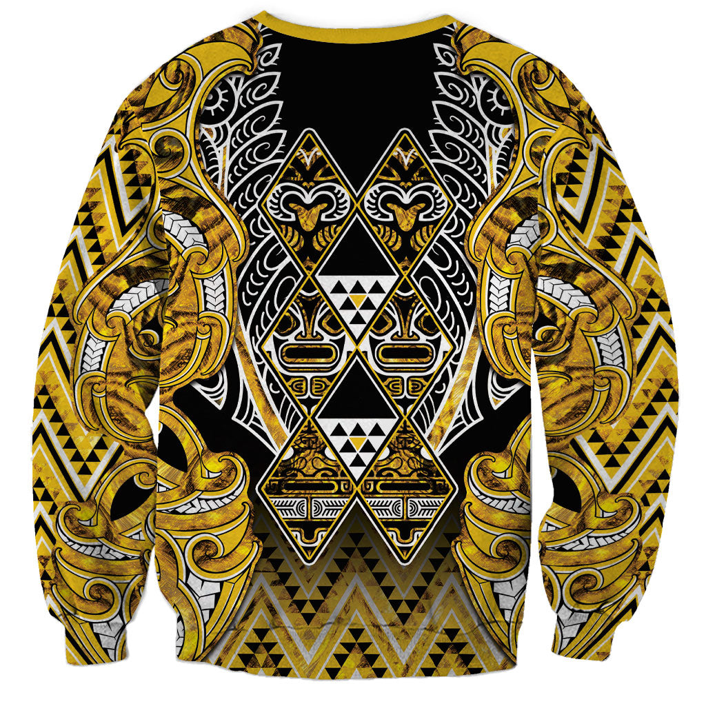 Aotearoa Ngati Whatua Sweatshirt Maori Tribal Gold Paua Shell Pattern DT05 - Polynesian Pride