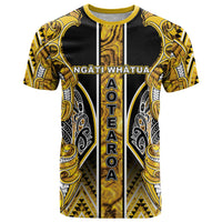 Aotearoa Ngati Whatua T Shirt Maori Tribal Gold Paua Shell Pattern DT05 Yellow - Polynesian Pride