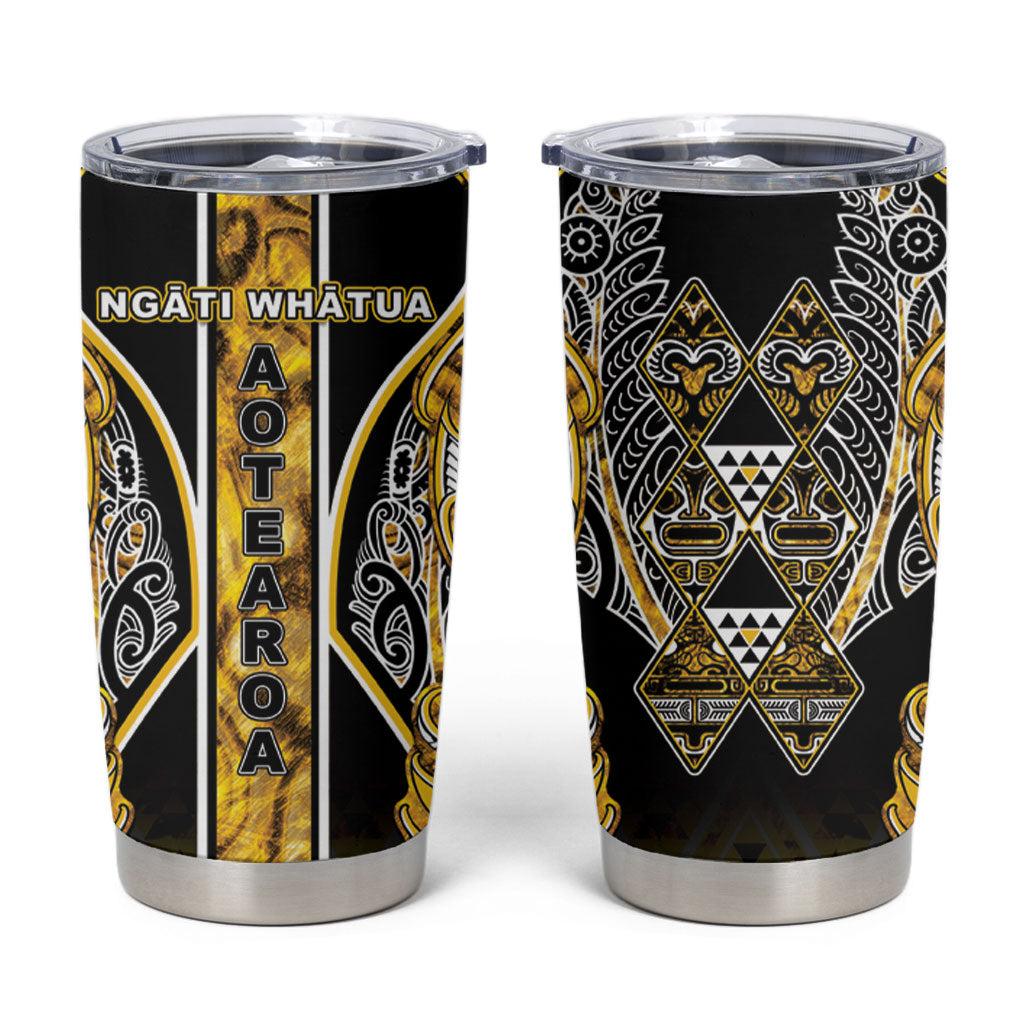 Aotearoa Ngati Whatua Tumbler Cup Maori Tribal Gold Paua Shell Pattern DT05 Yellow - Polynesian Pride
