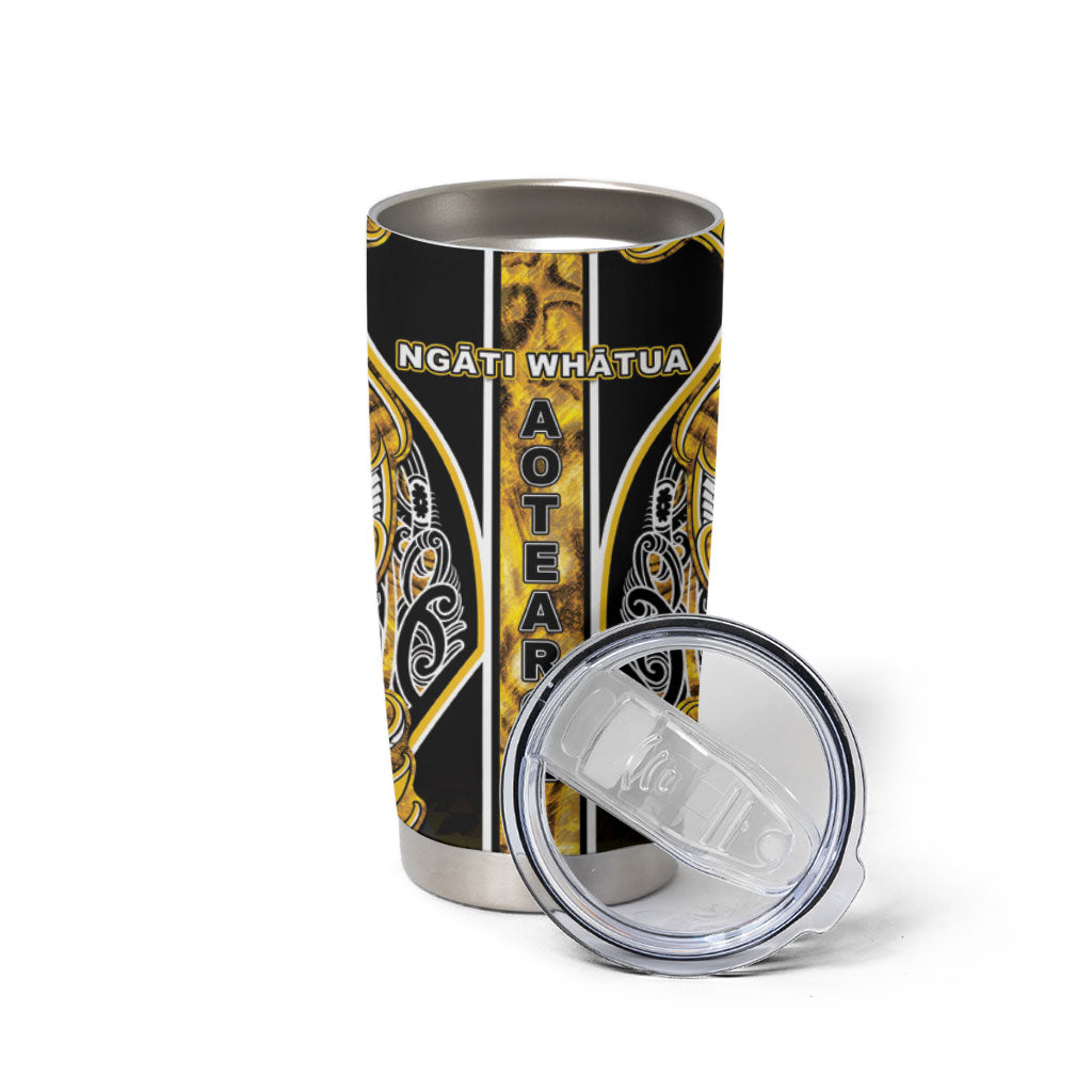 Aotearoa Ngati Whatua Tumbler Cup Maori Tribal Gold Paua Shell Pattern DT05 - Polynesian Pride