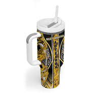 Aotearoa Ngati Whatua Tumbler With Handle Maori Tribal Gold Paua Shell Pattern DT05 - Polynesian Pride