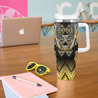 Aotearoa Ngati Whatua Tumbler With Handle Maori Tribal Gold Paua Shell Pattern DT05 - Polynesian Pride